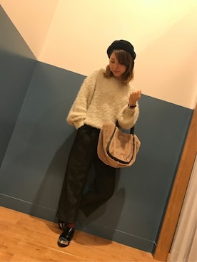 「Right-on（ライトオン）のアイテム（ハンチング/ベレー帽）」を使った、Right-on 店舗スタッフさん（レディース・160cm）の冬コーディネート