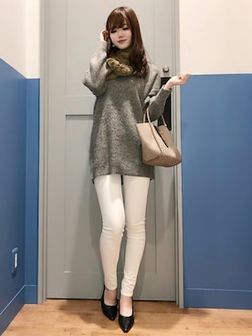 「Right-on（ライトオン）のアイテム（チュニック）」を使った、Right-on 店舗スタッフさん（レディース・171cm）の冬コーディネート