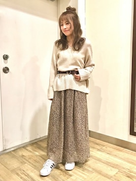 「消えそうな色コーデ」｜Right-on 店舗スタッフさん（レディース・156cm）の冬コーディネート