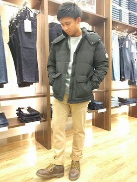 「Right-on（ライトオン）のアイテム（ダウンジャケット/コート）」を使った、Right-on 店舗スタッフさん（メンズ・178cm）の冬コーディネート