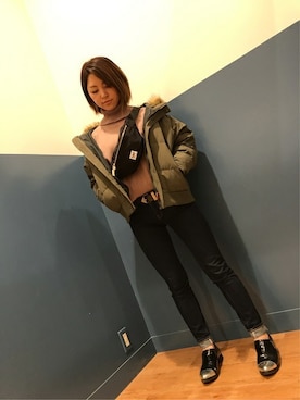 Right-on 店舗スタッフさん（レディース・160cm）の冬コーディネート