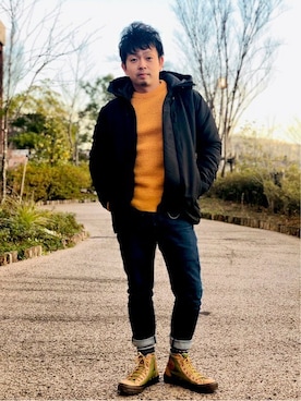 「Right-on（ライトオン）のアイテム（ダウンジャケット/コート）」を使った、Right-on 店舗スタッフさん（メンズ・167cm）の冬コーディネート