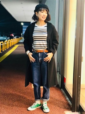 「Right-on（ライトオン）のアイテム（チェスターコート）」を使った、Right-on 店舗スタッフさん（レディース・175cm）の冬コーディネート