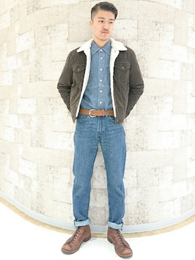 「Levi's（リーバイス）のアイテム（ブルゾン）」を使った、Right-on 店舗スタッフさん（メンズ・180cm）の冬コーディネート