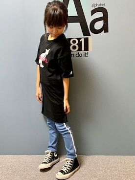 「Right-on（ライトオン）のアイテム（パンツ）」を使った、Right-on 店舗スタッフさん（キッズ・138cm）の春コーディネート