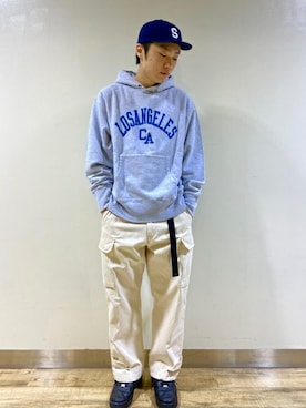 「Right-on（ライトオン）のアイテム（パーカー）」を使った、Right-on 店舗スタッフさん（メンズ・173cm）の春コーディネート