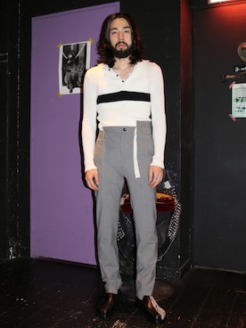 「タイトシルエット」｜「アイテム（スラックス）」を使った、CANNABIS RYOTAさん（メンズ・178cm）の夏コーディネート