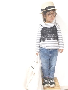 「アイテム（キャミソール）」を使った、yuunaさん（キッズ・100cm）の春コーディネート