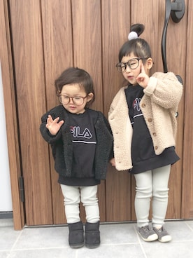 「FILA（フィラ）のアイテム（スウェット）」を使った、yuunaさん（キッズ・100cm）の冬コーディネート