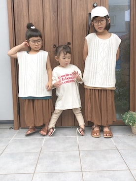 「スカーチョ」｜「アイテム（キャップ）」を使った、yuunaさん（キッズ・120cm）の夏コーディネート