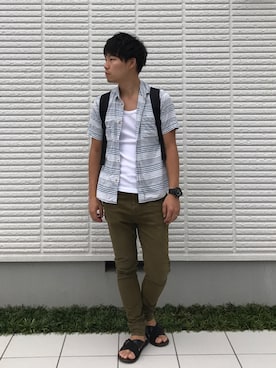 「SHIPS JET BLUE（シップスジェットブルー）のアイテム（デニムパンツ）」を使った、ひかるさん（メンズ・166cm）の夏コーディネート