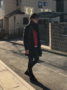 「BLUE WORK（ブルーワーク）のアイテム（パンツ）」を使った、ひかるさん（メンズ・166cm・20代）の冬コーディネート