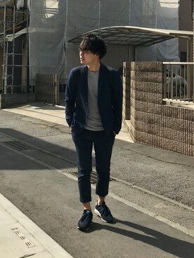 「EDIFICE（エディフィス）のアイテム（スニーカー）」を使った、ひかるさん（メンズ・166cm）の春コーディネート