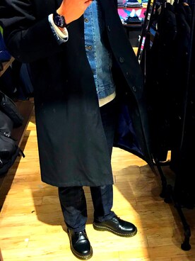 「Paul Smith（ポールスミス）のアイテム（ステンカラーコート）」を使った、kumitaさん（メンズ・179cm）の冬コーディネート