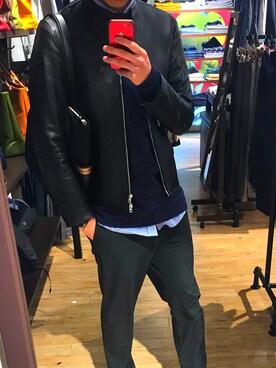 「JOURNAL STANDARD（ジャーナルスタンダード）のDUVETトリコイージーパンツ（スラックス、ブラック系）」を使った、kumitaさん（メンズ・180cm）の春コーディネート