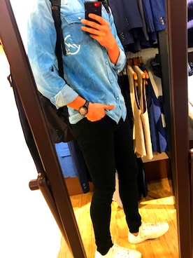 「MoonStar（ムーンスター）の＜MOONSTAR＞ LOW BASKET/スニーカー（スニーカー、ベージュ系）」を使った、kumitaさん（メンズ・180cm）の春コーディネート