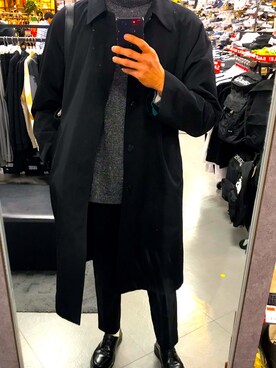 「Paul Smith（ポールスミス）のアイテム（ステンカラーコート）」を使った、kumitaさん（メンズ・179cm）の冬コーディネート