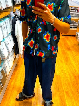 「Paul Smith（ポールスミス）のHEAT MAP FLORAL プリント半袖シャツ / 102310 832T（シャツ/ブラウス、ブラック系）」を使った、kumitaさん（メンズ・180cm）の夏コーディネート