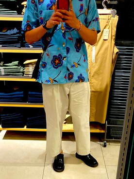 「Paul Smith（ポールスミス）のHEAT MAP FLORAL プリント半袖シャツ / 102310 832T（シャツ/ブラウス、ブルー系）」を使った、kumitaさん（メンズ・180cm）の夏コーディネート