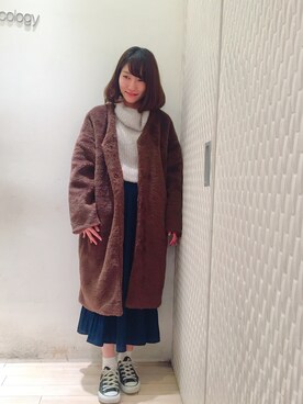 「earth music&ecology（アースミュージックアンドエコロジー）のアイテム（ノーカラージャケット）」を使った、Ayanaさん（レディース・156cm）の秋コーディネート