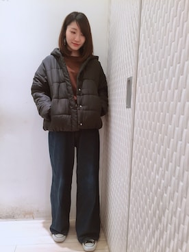 「earth music&ecology（アースミュージックアンドエコロジー）のアイテム（ダウンジャケット/コート）」を使った、Ayanaさん（レディース・156cm）の冬コーディネート