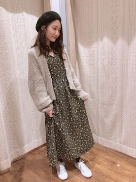 「シャギー」｜「アイテム（ハンチング/ベレー帽）」を使った、Ayanaさん（レディース・156cm）の秋コーディネート