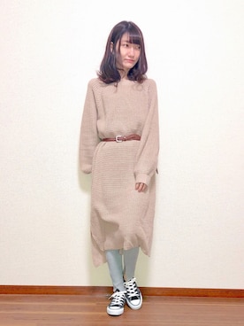「ワッフルワンピース」｜Ayanaさん（レディース・156cm）の冬コーディネート