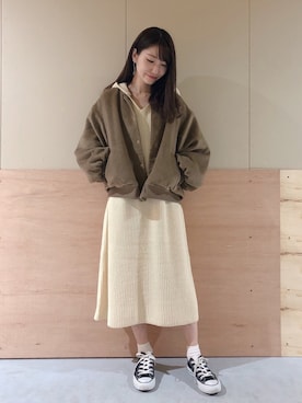 「earth music&ecology（アースミュージックアンドエコロジー）のアイテム（その他アウター）」を使った、Ayanaさん（レディース・156cm）の秋コーディネート