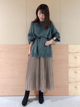 「earth music&ecology（アースミュージックアンドエコロジー）のアイテム（ベルト）」を使った、Ayanaさん（レディース・156cm）の秋コーディネート
