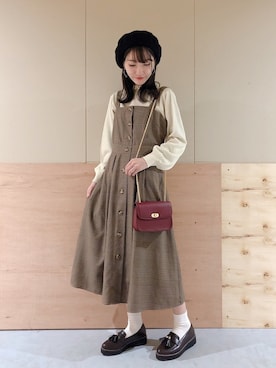 「earth music&ecology（アースミュージックアンドエコロジー）のチェーンミニショルダーバッグ　＊（ショルダーバッグ）」を使った、Ayanaさん（レディース・156cm）の冬コーディネート