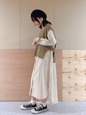 「earth music&ecology（アースミュージックアンドエコロジー）のアイテム（ニットキャップ/ビーニー）」を使った、Ayanaさん（レディース・156cm）の冬コーディネート