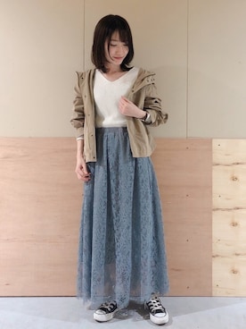 「earth music&ecology（アースミュージックアンドエコロジー）のアイテム（マウンテンパーカー）」を使った、Ayanaさん（レディース・156cm）の冬コーディネート