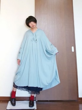 「水色」｜「アイテム（ワンピース/ドレス）」を使った、うめぼしさん（レディース・152cm）の夏コーディネート