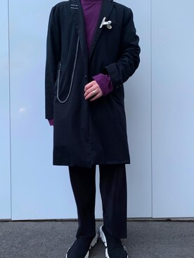 「BALENCIAGA」｜「アイテム（チェスターコート）」を使った、有機さん（メンズ・163cm）の冬コーディネート