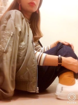 「メチャカリ」｜「アイテム（Tシャツ/カットソー）」を使った、mさん（レディース・159cm）の秋コーディネート