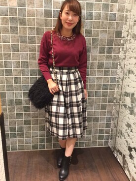 「メチャカリ」｜「アイテム（ブーツ）」を使った、mさん（レディース・159cm）の秋コーディネート