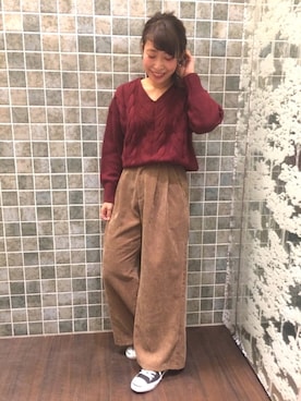 「メチャカリ」｜「アイテム（パンツ）」を使った、mさん（レディース・159cm）の秋コーディネート