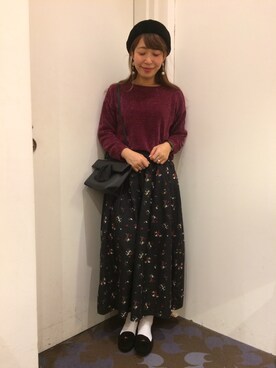 「オリエンタルトラフィック」｜「アイテム（ハンチング/ベレー帽）」を使った、mさん（レディース・159cm）の冬コーディネート