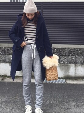 「MACPHEE（マカフィー）のアイテム（ダッフルコート）」を使った、tomoさん（レディース・153cm）の冬コーディネート