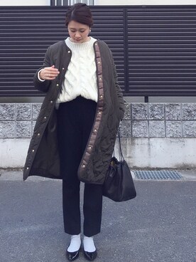 「キルティングコート」｜tomoさん（レディース・153cm）の冬コーディネート