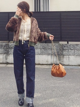「FREAK'S STORE（フリークスストア）のアイテム（MA-1）」を使った、tomoさん（レディース・153cm）の春コーディネート