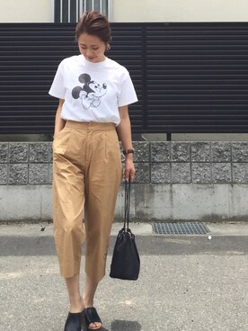 「ADAM ET ROPE'（アダムエロペ）の【新色追加！】プラットフォームミュールサンダル（サンダル）」を使った、tomoさん（レディース・153cm）の夏コーディネート