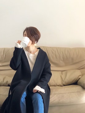 「ROKU」｜「アイテム（その他アウター）」を使った、tomoさん（レディース・154cm）の冬コーディネート
