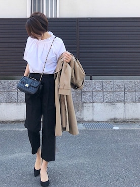 「HYKE（ハイク）の＜HYKE（ハイク）＞トレンチ コート■■■（トレンチコート）」を使った、tomoさん（レディース・154cm）の春コーディネート