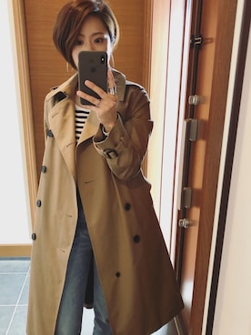 「MUJI」｜「アイテム（トレンチコート）」を使った、tomoさん（レディース・154cm）の春コーディネート
