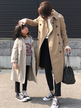 「HYKE（ハイク）の＜HYKE（ハイク）＞トレンチ コート■■■（トレンチコート）」を使った、tomoさん（レディース・154cm）の春コーディネート