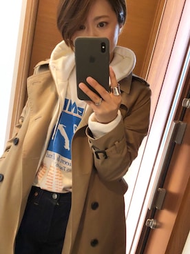 「HYKE」｜「アイテム（トレンチコート）」を使った、tomoさん（レディース・154cm）の春コーディネート