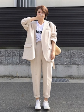 「SET UP」｜「アイテム（セットアップ）」を使った、tomoさん（レディース・154cm）の春コーディネート
