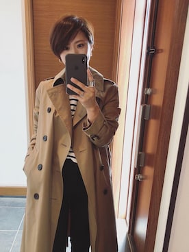 「HYKE」｜「アイテム（トレンチコート）」を使った、tomoさん（レディース・154cm）の秋コーディネート