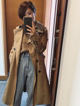 「HYKE」｜「アイテム（トレンチコート）」を使った、tomoさん（レディース・154cm）の秋コーディネート